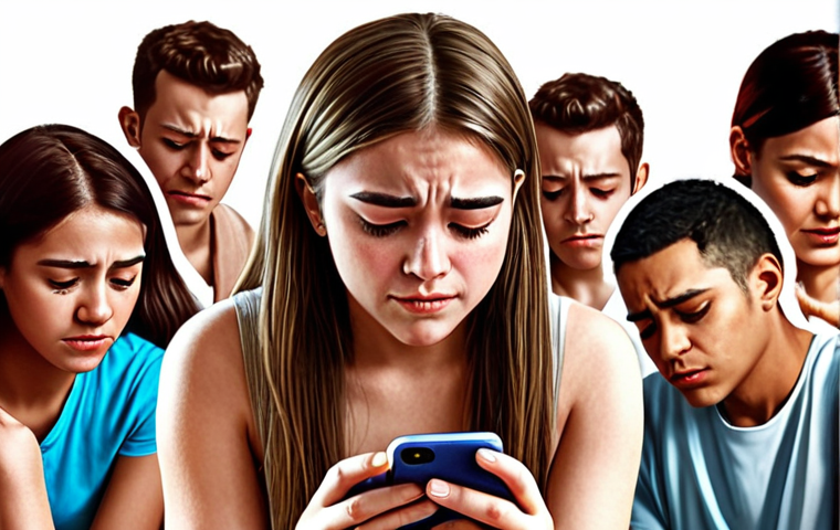 ** People constantly comparing themselves to others on social media. A sad girl looking at her phone, surrounded by happy, perfect-looking social media posts. Depict feelings of inadequacy, jealousy, and low self-esteem.

2.  **